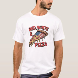 Rot, Weiß & Pizza – Lustige amerikanische Flaggen- T-Shirt