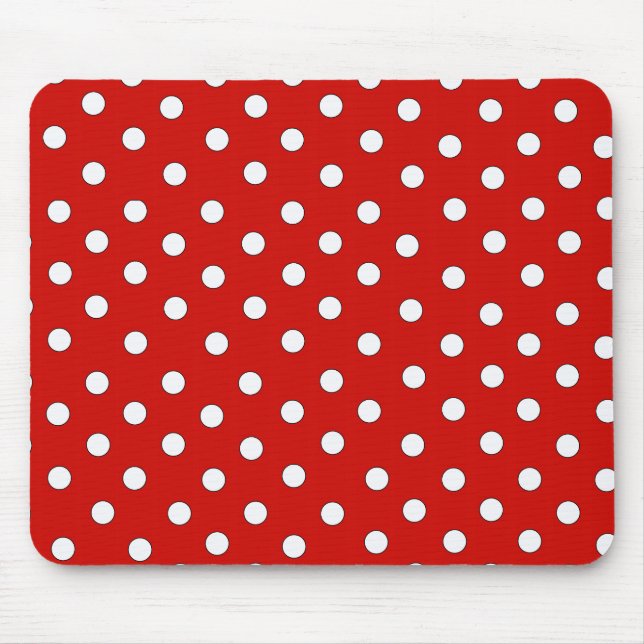 Rot-Weiß-Polka-Dot-Muster Mousepad (Vorne)