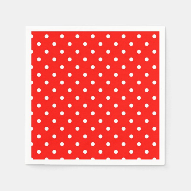 Rot-Weiß-Polka-Punkt moderner Glamour Serviette (Vorderseite)