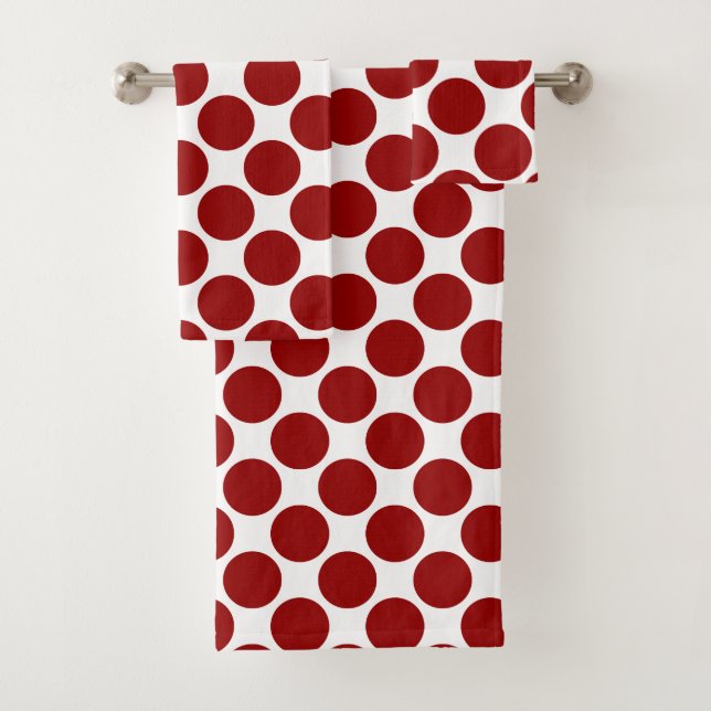 Rot-Weiß-Polka-Punktmuster Badhandtuch Set (Insitu)