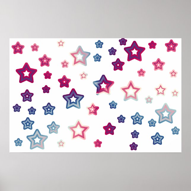 Rot-Weiß-Poster mit blauen Sternen Poster (Vorne)