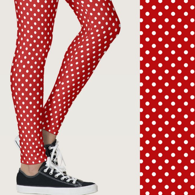 Rot-Weiß Punkte moderne, trendige Muster Leggings (Von Creator hochgeladen)