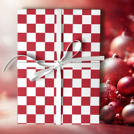 Rot-Weiß Retro-Karo-Feiertag Geschenkpapier