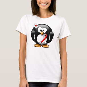 Rot-Weiß-Ribbon-Pinguin T-Shirt