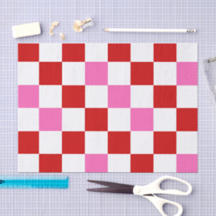 Rot Weiß Rosa Kariertes Musterdesign Seidenpapier