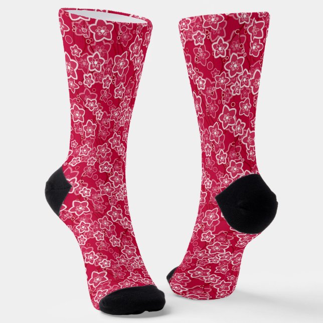 Rot-Weiß-Rustikal-Mode-Retro Socken (Gewinkelt)