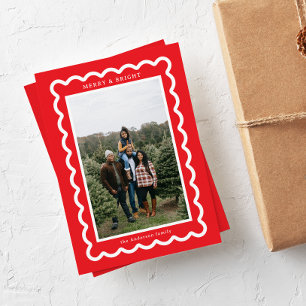 Rot-Weiß-Scallop Feiertagskarte