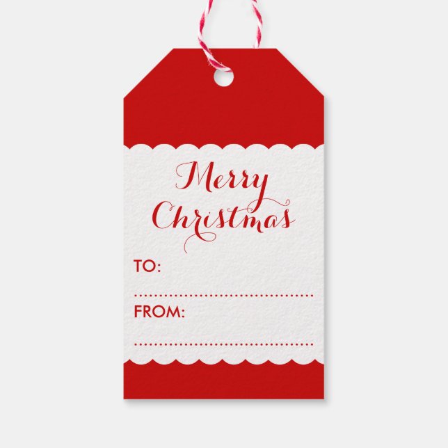 Rot-Weiß-Schneeflocke Geschenkanhänger (Rückseite)