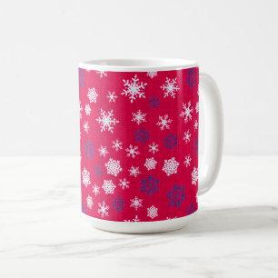 Rot-Weiß-Schneeflocken-Weihnachtsmuster Kaffeetasse