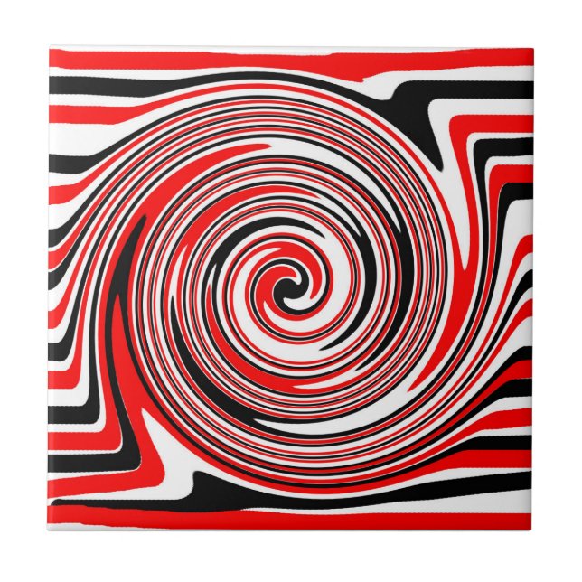Rot-weiß-schwarz-psychedelisches Design Fliese (Vorderseite)