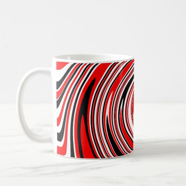 Rot-weiß-schwarz-psychedelisches Design Kaffeetasse (Links)