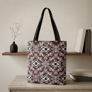 Rot-Weiß-Schwarze Stammes-Tapeten-Tasche