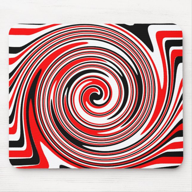 Rot-Weiß-Schwarzes psychedelisches Design Mousepad (Vorne)