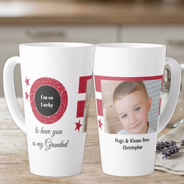 Rot Weiß, so viel Glück Grandad mit Foto Milchtasse (Von Creator hochgeladen)