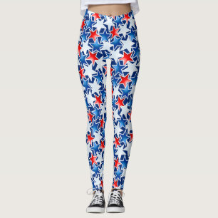 Rot-Weiß-Sterne und blaue Sterne Leggings