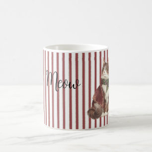 Rot Weiß Streifen Meow Katze Kaffeetasse