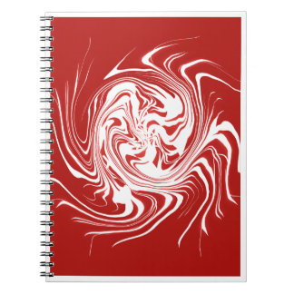 Rot-Weiß-Swirbel-Abstraktkunst-Notizbuch Notizblock