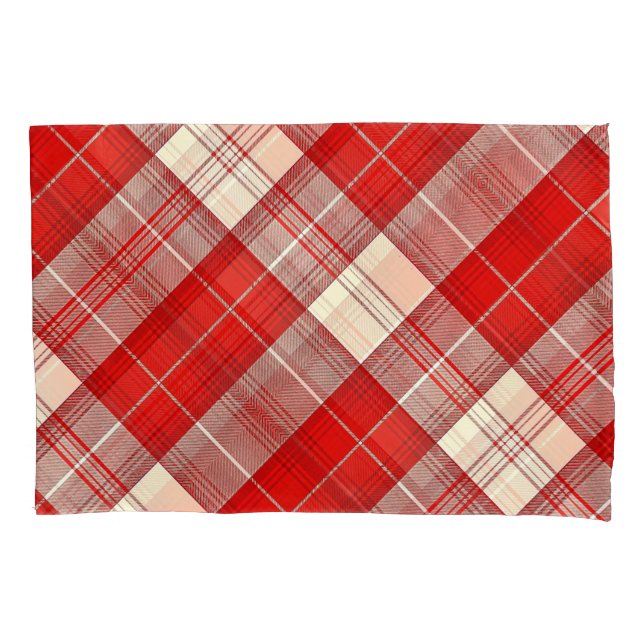 Rot-Weiß-Tartan Kissenbezug (Vorderseite)
