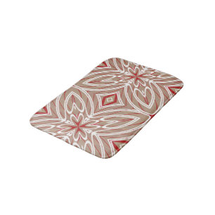 Rot Weiß Taupe Vintage Retro Nouveau Deco Muster Badematte