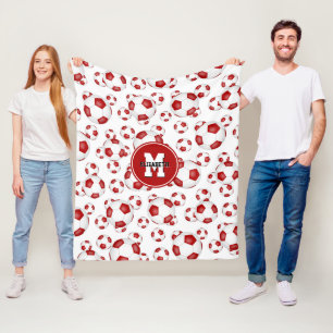 Rot-Weiß-Team Farben Jungs Fußball-Bälle Fleecedecke