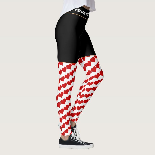 Rot & Weiß - trendige Liebe / Retro-Mode Leggings (Rechts)