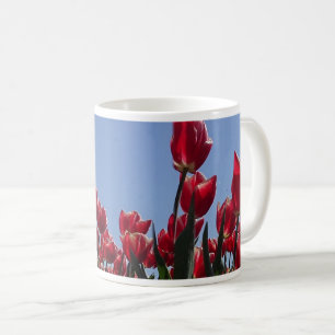 Rot-Weiß-Tulips-Feld Panorama-Tasse Kaffee Kaffeetasse