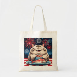 Rot, Weiß & Tuna - 4. Juli Katze Tote Tasche