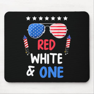 Rot weiß und 1. Geburtstag 4. Juli Indepen Mousepad