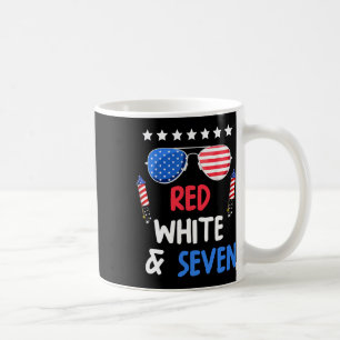Rot weiß und 7. Geburtstag 4. Juli Indiz Kaffeetasse