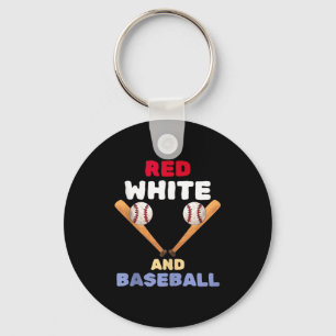 Rot weiß und Baseball patriotischer Schläger Ball Schlüsselanhänger