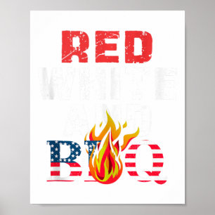 Rot Weiß Und BBQ 4. Juli USA-Flagge Amerikanischer Poster