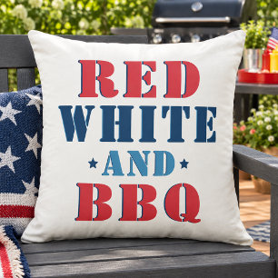 Rot Weiß und BBQ Patriotisch Lustig Kissen