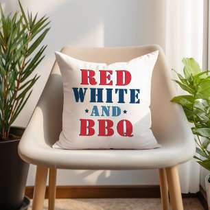 Rot Weiß und BBQ Patriotisch Lustig Kissen