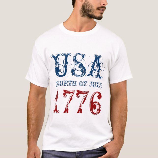 Rot weiß und blau 4. Juli t Shirt | USA 1776 (Vorderseite)