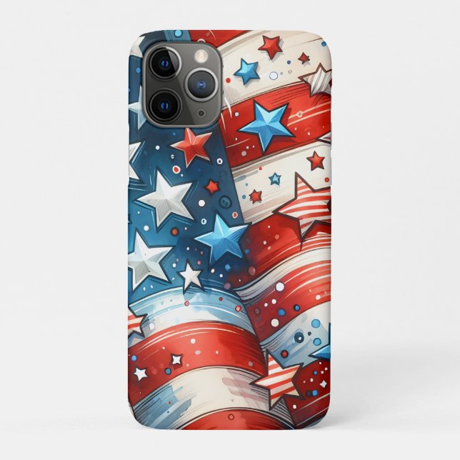 Rot, Weiß und Blau Abstrakte US-Flagge Patriotisch Case-Mate iPhone Hülle (Rückseite)