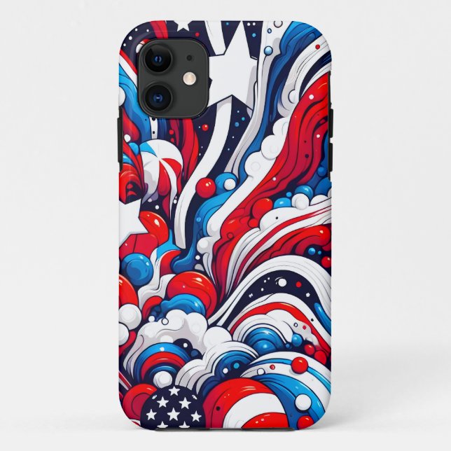 Rot, Weiß und Blau Abstrakte US-Flagge Patriotisch Case-Mate iPhone Hülle (Rückseite)