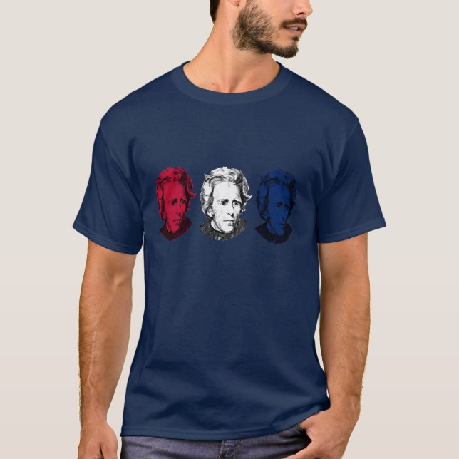 Rot, weiß und Blau -- Andrew Jackson T-Shirt (Vorderseite)