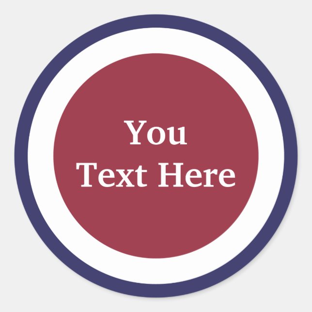 Rot, Weiß und Blau anpassen Runder Aufkleber (Vorderseite)