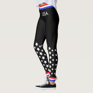 Rot weiß und Blau auf Schwarz Leggings