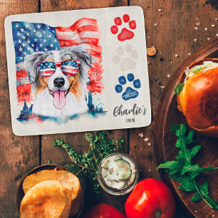 Rot Weiß und Blau Australian Shepherd Hund Leckerl Schneidebrett