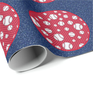 Rot Weiß und Blau Baseball Homerun Geschenkpapier
