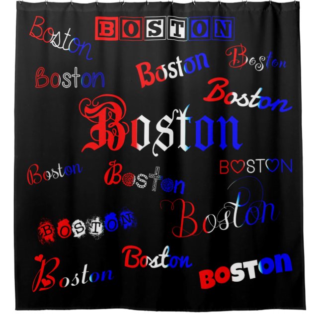 Rot, Weiß und Blau Boston Duschvorhang (Vorderseite)