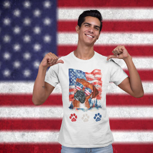 Rot Weiß und Blau Boxer Hund Amerikanisch 4. Juli T-Shirt