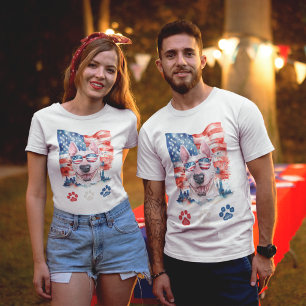 Rot Weiß und Blau Bull Terrier Hund 4. Juli T-Shirt