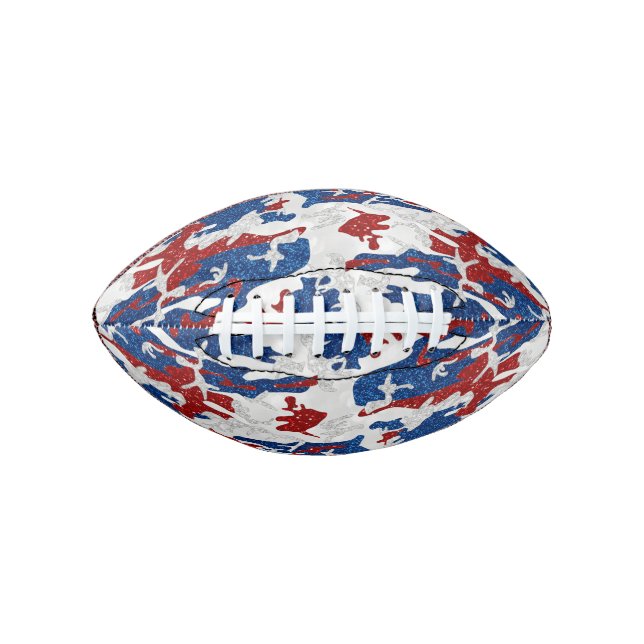 Rot, Weiß und Blau Camouflage 4. Juli Glitzer Football (Vorderseite)