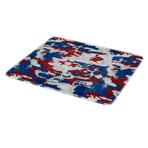 Rot, Weiß und Blau Camouflage 4. Juli Glitzer Schneidebrett