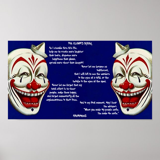 ROT, WEISS UND BLAU CLOWNS POSTER w/CLOWN'S PRAYER (Vorne)