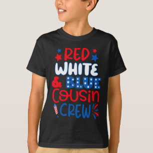 Rot-Weiß und Blau-Cousin Crew 4. Juli Indepen T-Shirt