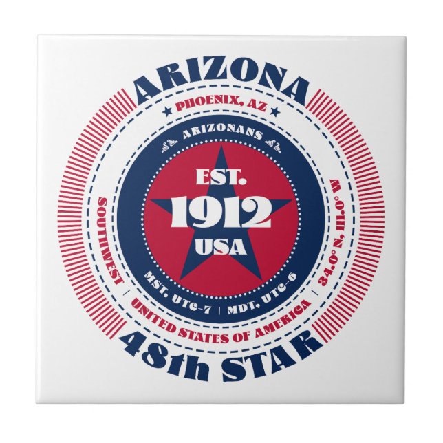 Rot, Weiß und Blau der Arizona-Keramik Tile Fliese (Vorderseite)