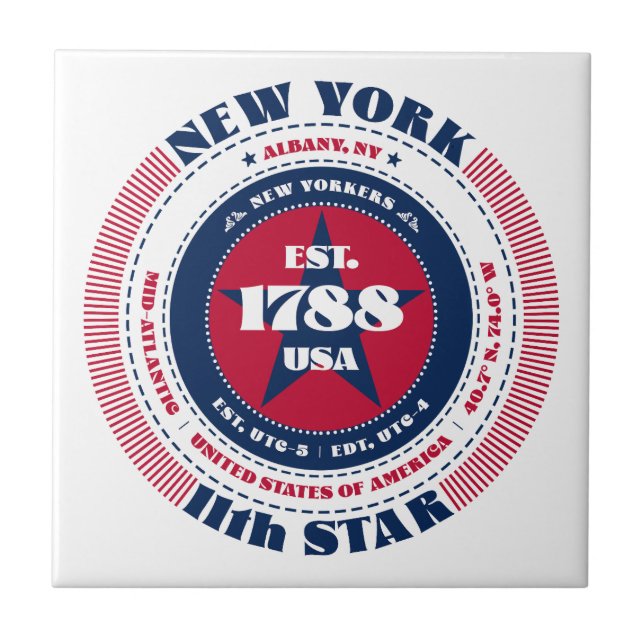 Rot, Weiß und Blau der New Yorker Keramik Tile Fliese (Vorderseite)